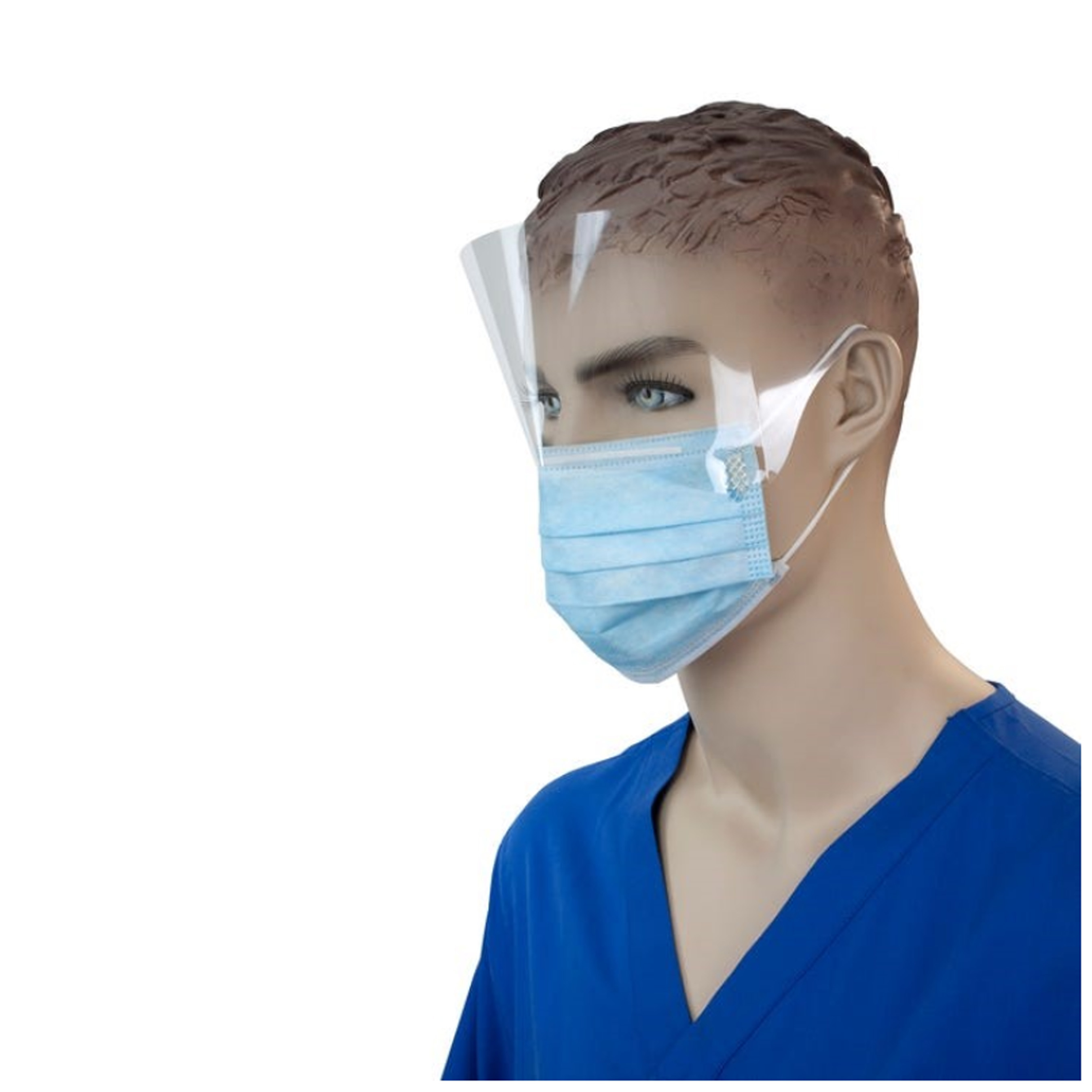 Fluid Resistant Surgical Masks With Attached Eye Shields 1531